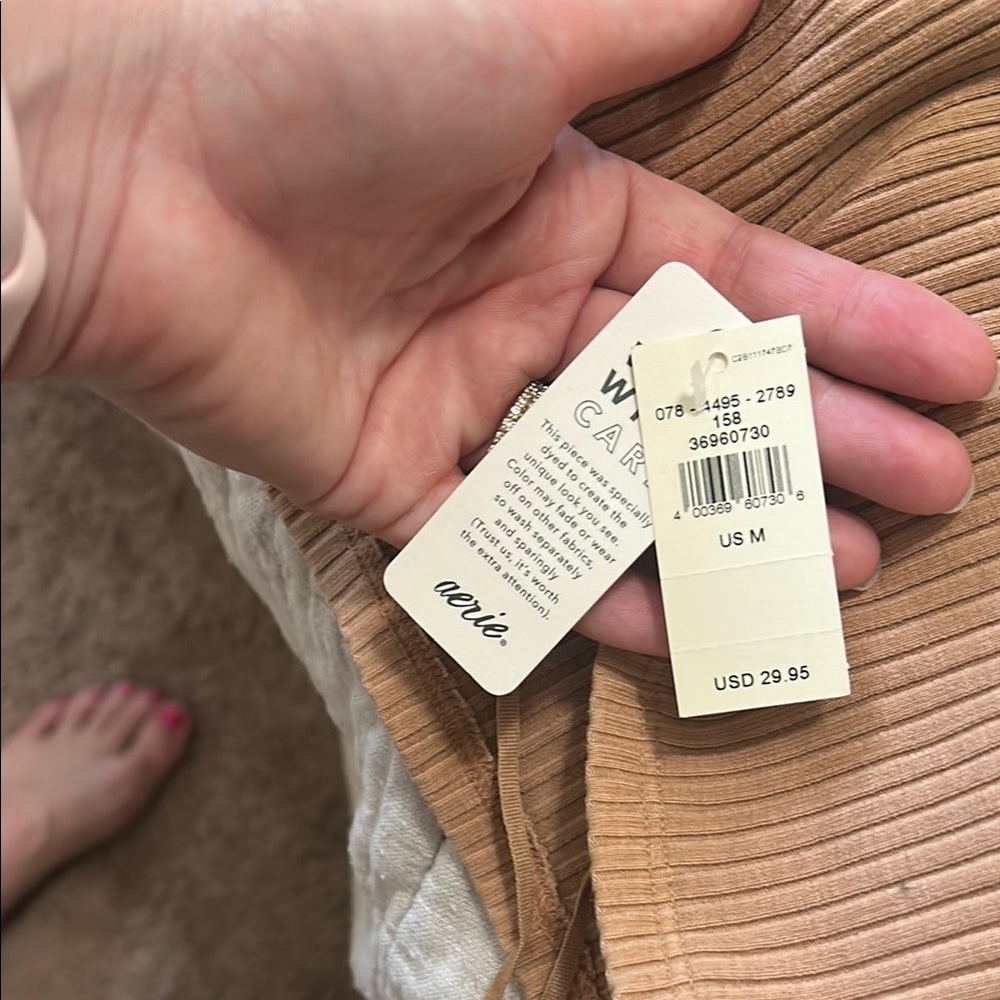 Aerie Rebel Tie Crop Top Tan NWT - Picture 2 of 3